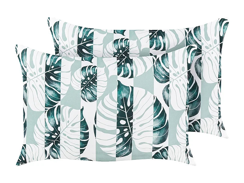 Lot de 2 coussins d'extérieur TERMINI Motif de plante 40 x 60 cm Vert