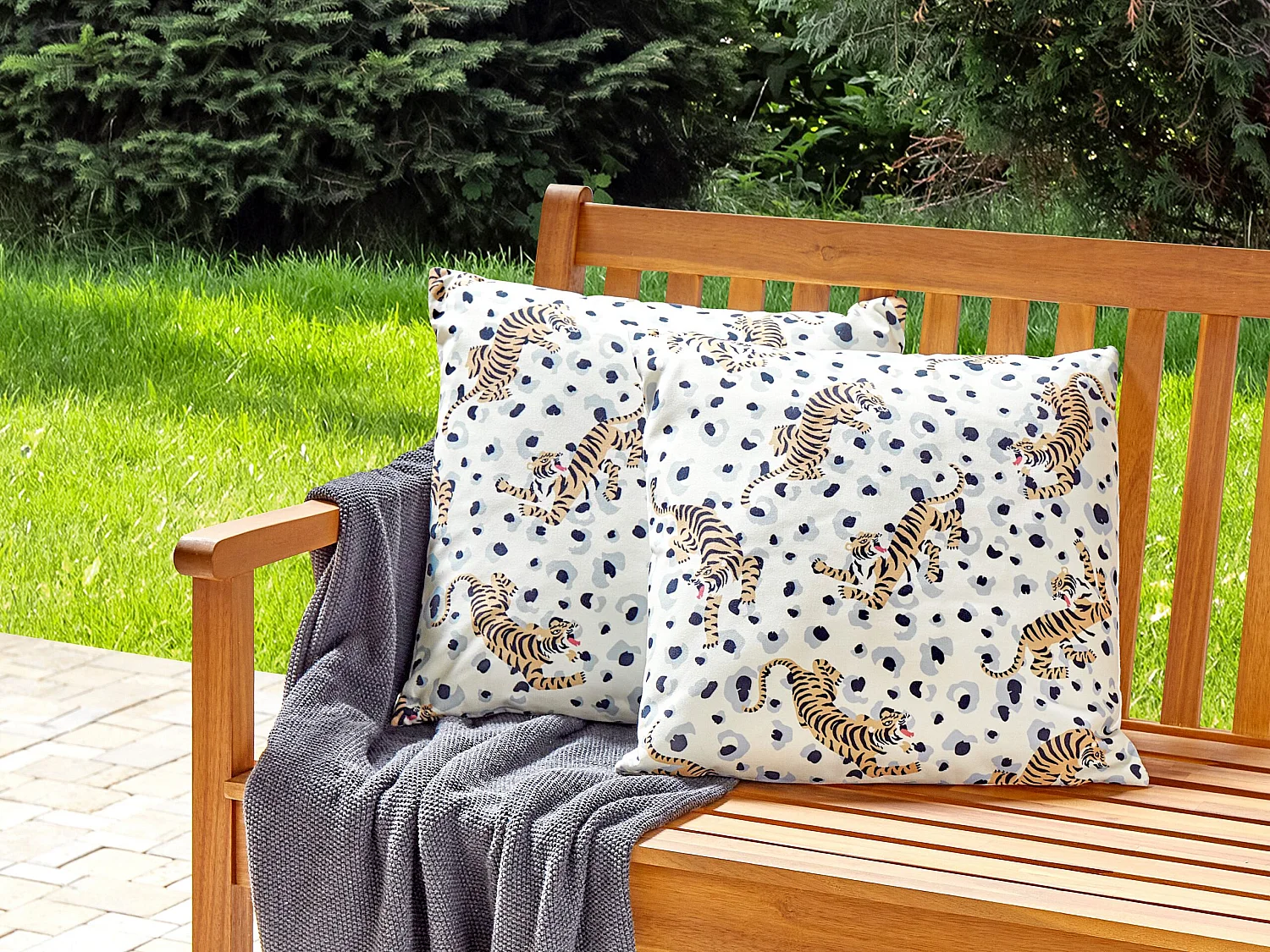 Set di 2 cuscini da esterno ARENZANO 45 x 45 cm Beige Trama animale