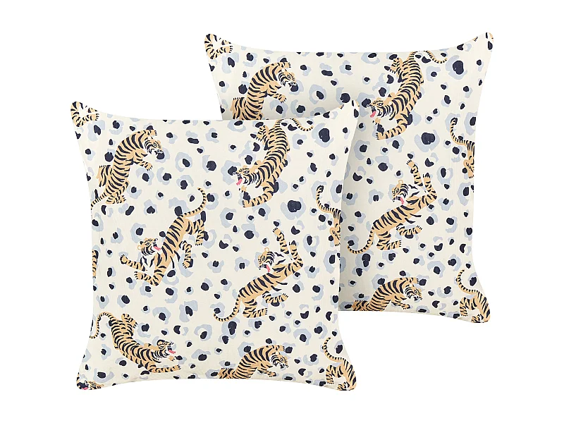 Gartenkissen 2er Set bunt quadratisch 45x45 cm Tiger Tier Motiv Outdoor Arenzano