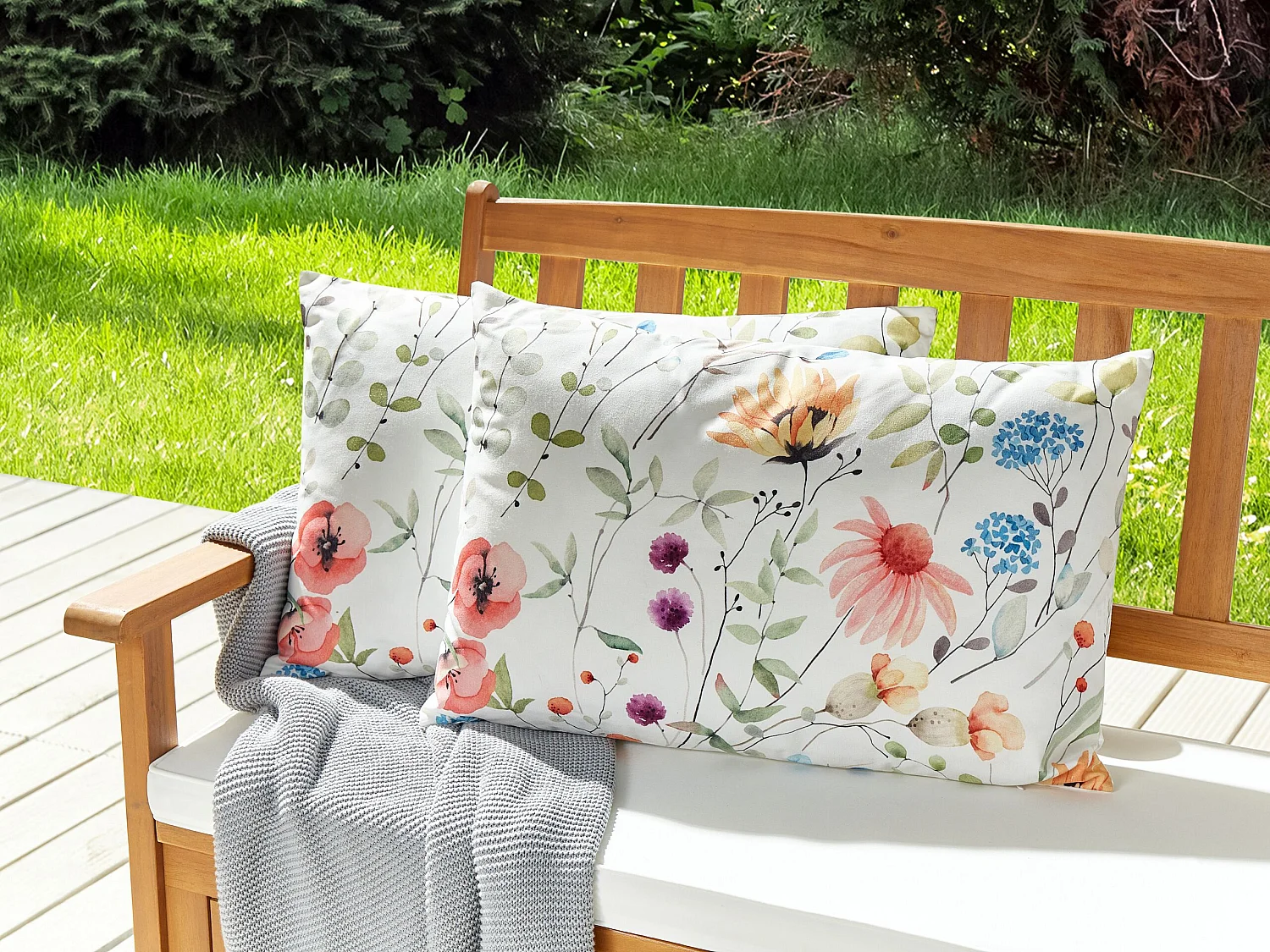 Lot de 2 coussins d'extérieur MONESI Motif floral 40 x 60 cm Multicolore