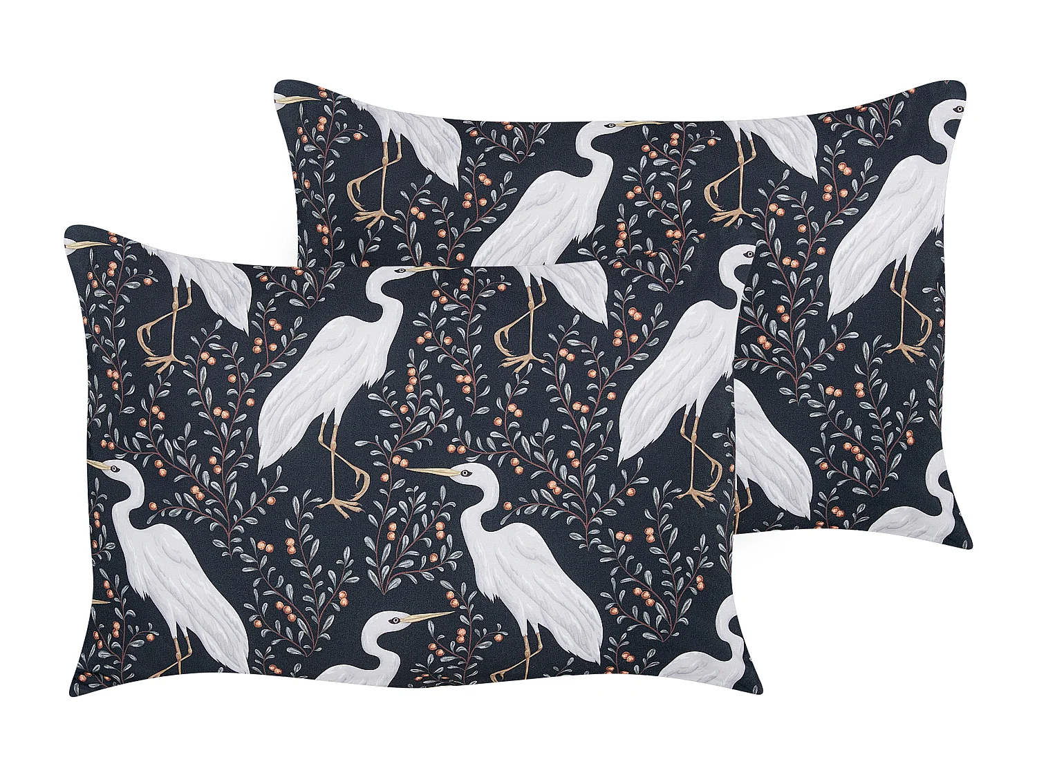 Gartenkissen 2er Set schwarz 40x60 cm Tier Vogel Pflanzen Muster Pianazzo