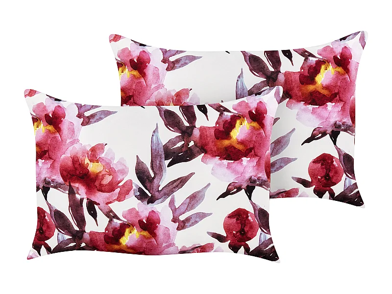 Lot de 2 coussins d\'extérieur LANROSSO Motif floral 40 x 60 cm Rose