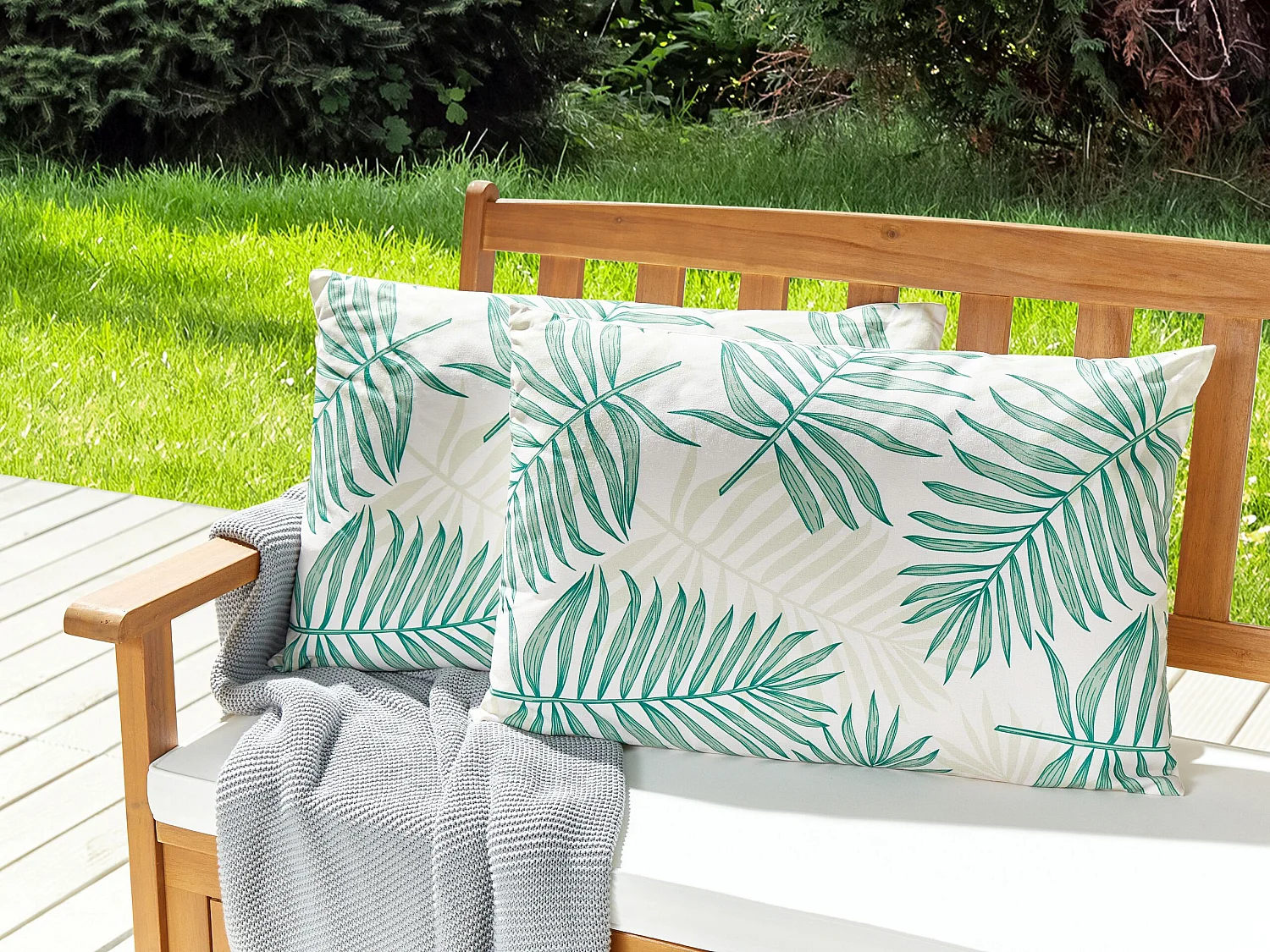 Set di 2 cuscini da esterno POGGIO Trama di piante 40 x 60 cm Verde