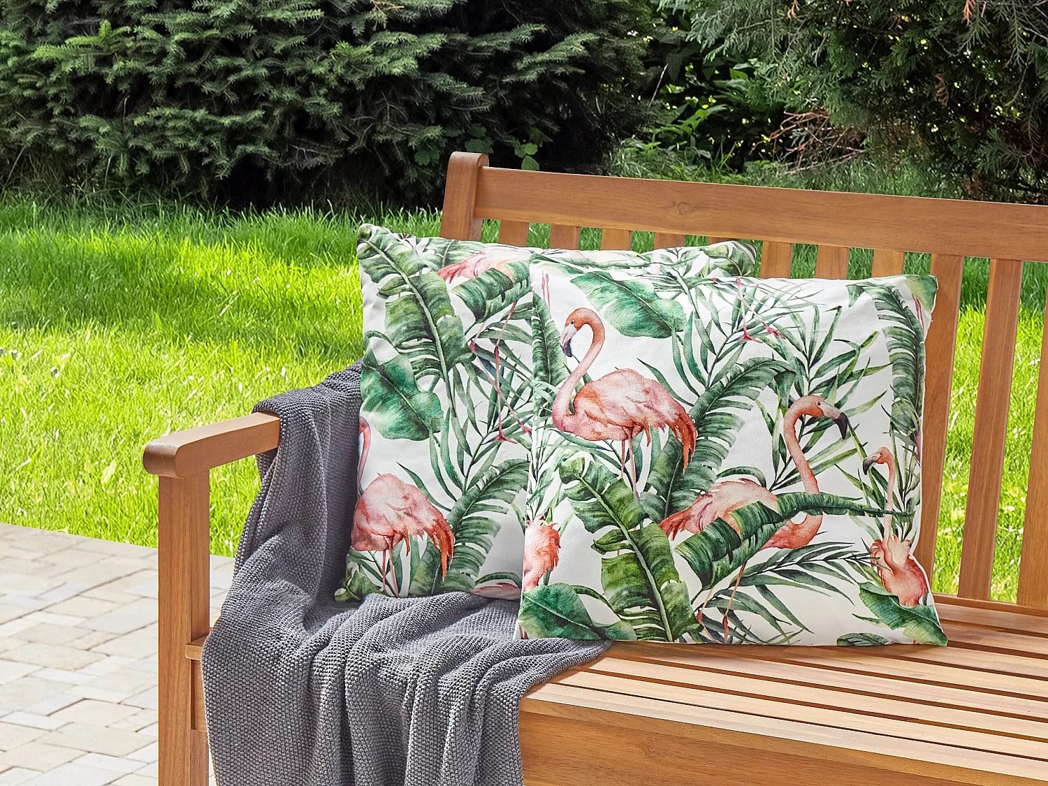 Set van 2 tuinkussens ELLERA Dierenprint 45 x 45 cm Groen