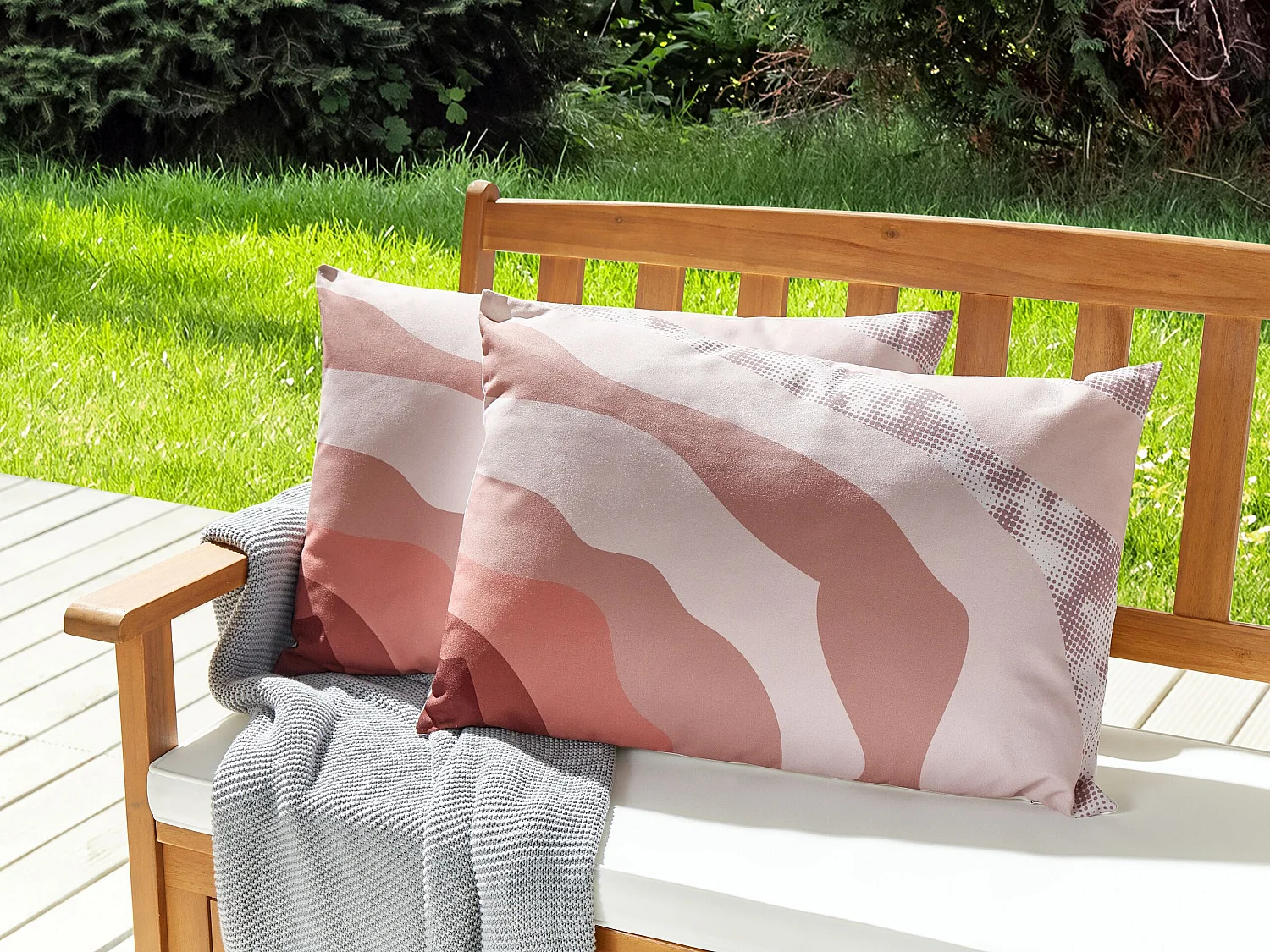 Lot de 2 coussins d'extérieur CAMPEI Motif abstrait 40 x 60 cm Rose