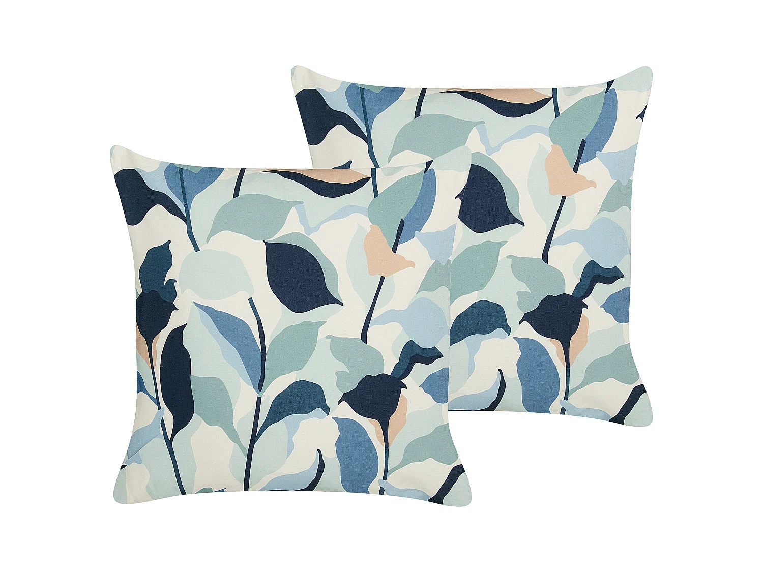 Lot de 2 coussins d'extérieur VEGLINO Motif de plante 45 x 45 cm Bleu