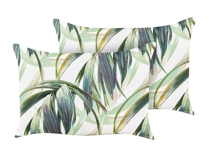 Set di 2 cuscini da esterno CALDERINA Trama di piante 40 x 60 cm Verde