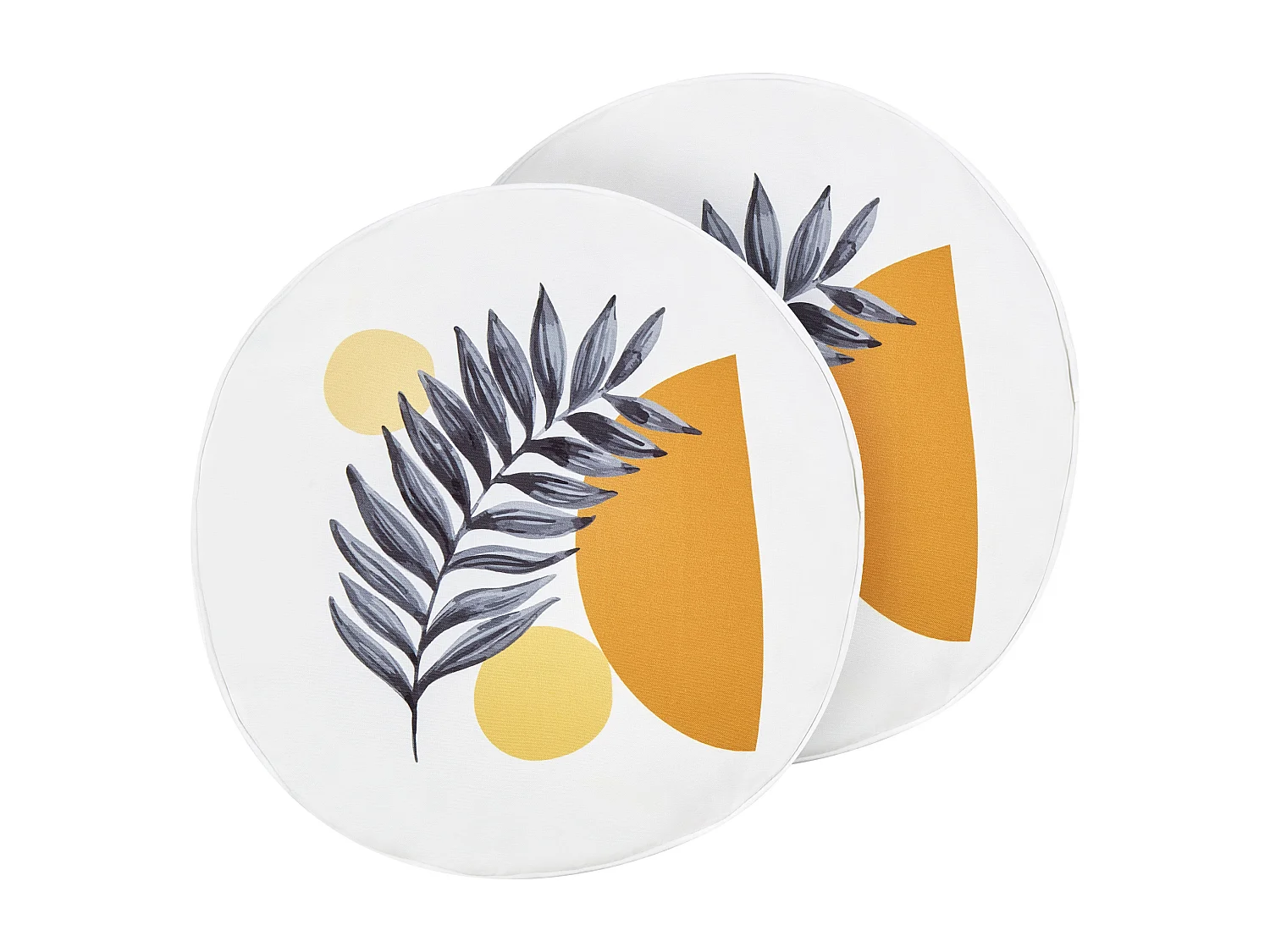 Set aus 2 Gartenkissen für den Außenbereich Streukissen ⌀ 40 cm Round Polyester Blattmuster Weiß Viozene