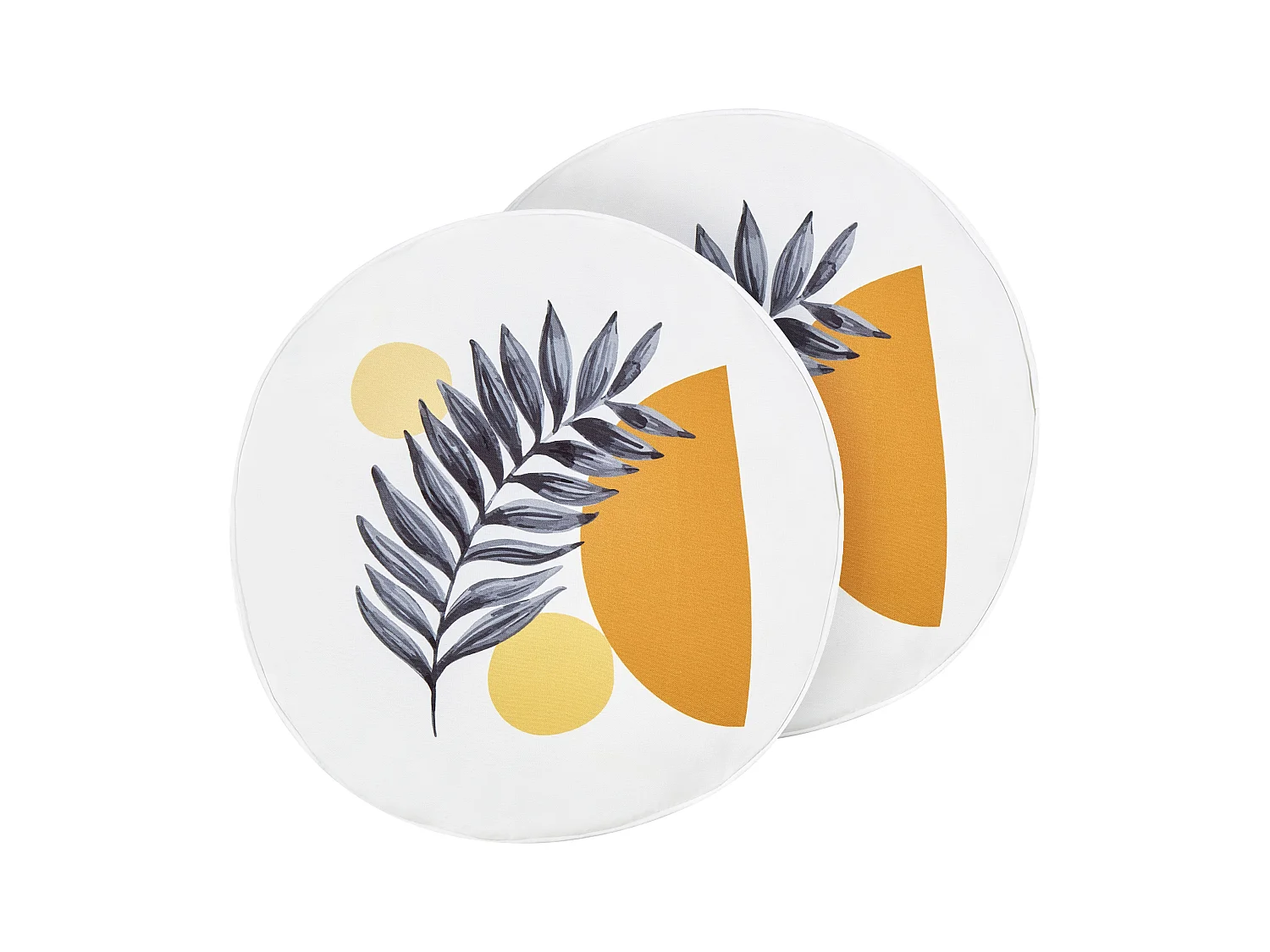 Lot de 2 coussins d'extérieur VIOZENE Motif de plante 40 x 40 cm Blanc