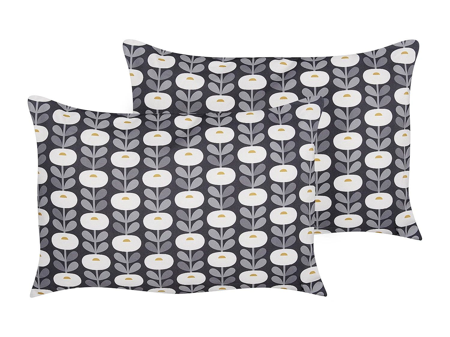 Gartenkissen grau / weiß 40 x 60 cm 2er Set Blumenmotiv Blumenmuster Valsorda