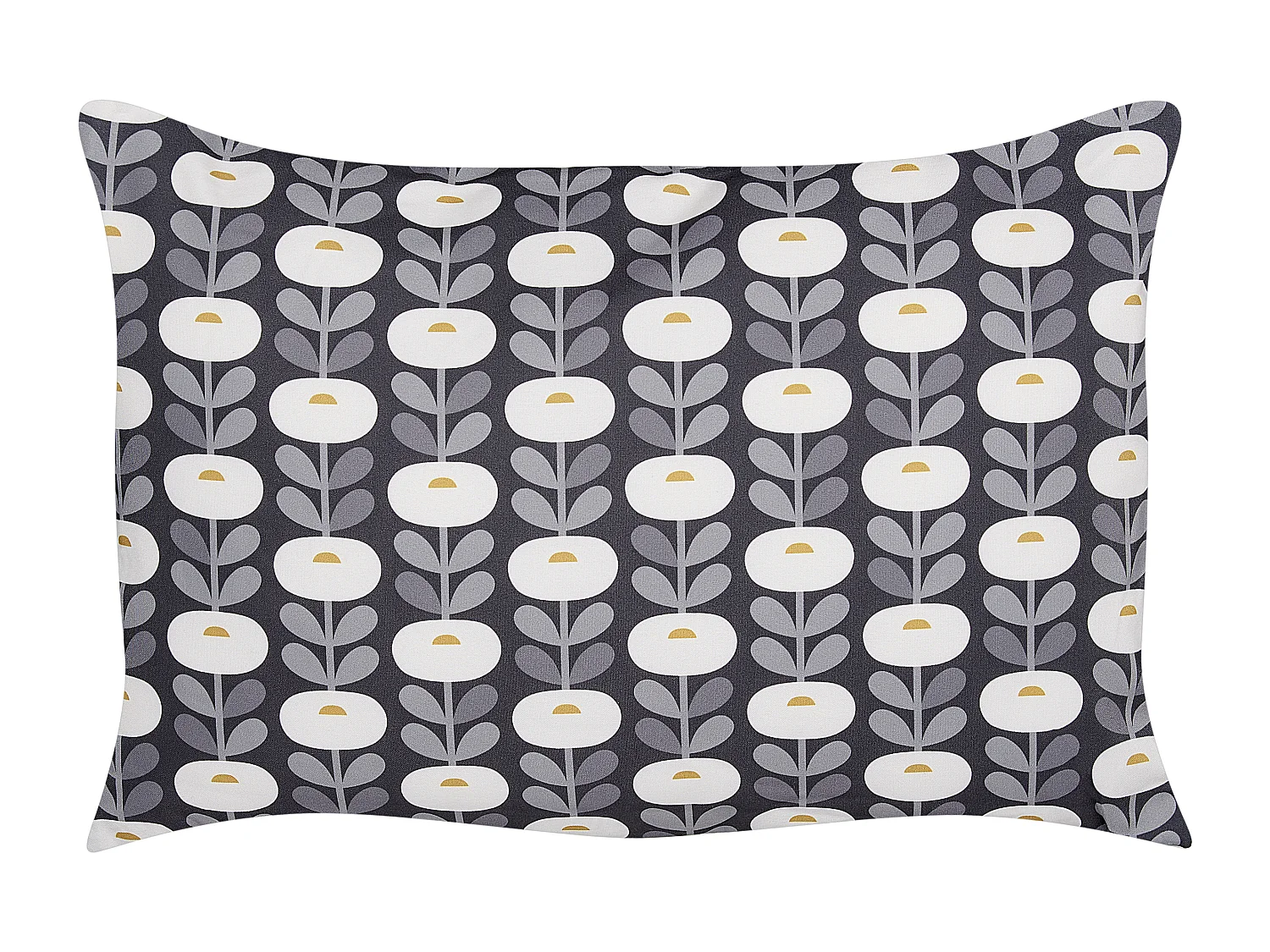 Gartenkissen grau / weiß 40 x 60 cm 2er Set Blumenmotiv Blumenmuster Valsorda