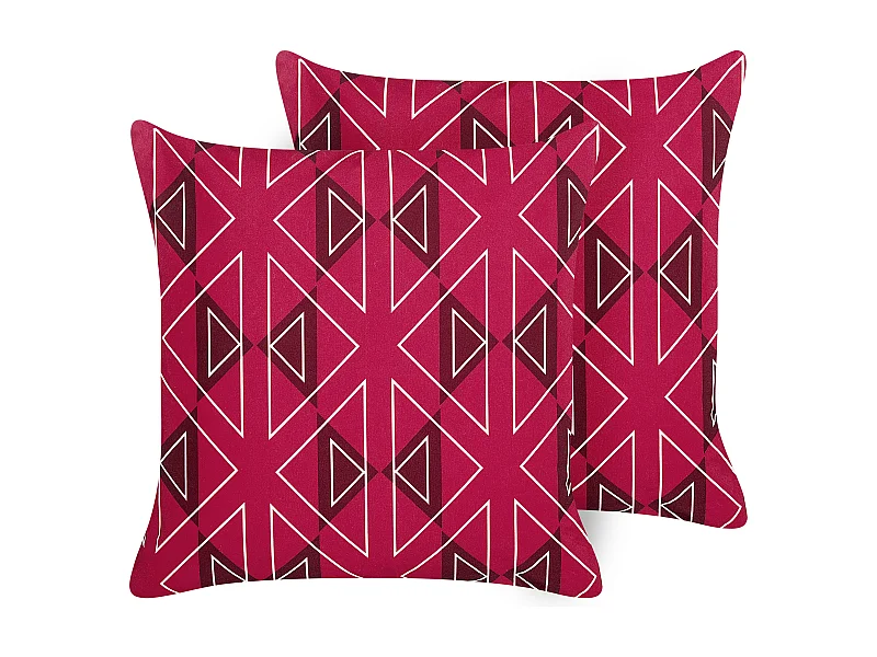 Set di 2 cuscini da esterno MEZZANO Trama geometrica 45 x 45 cm Rosa