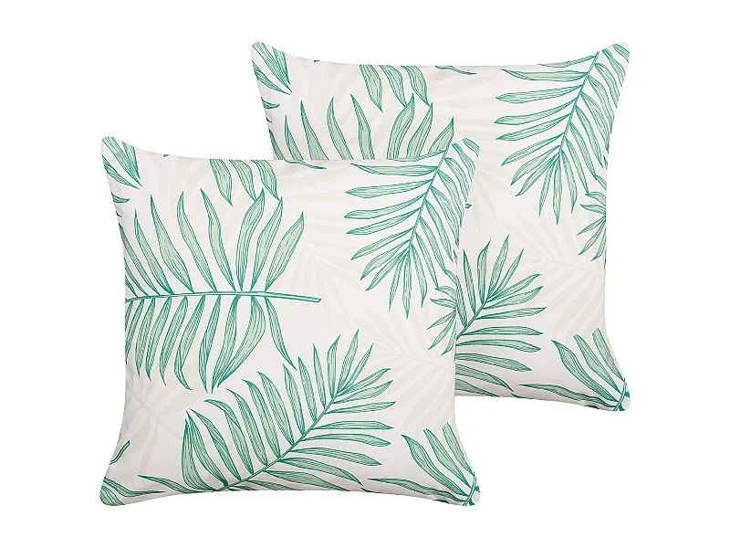 Lot de 2 coussins d'extérieur POGGIO Motif de plante 45 x 45 cm Vert