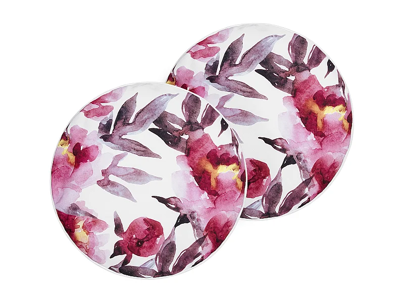 Gartenkissen 2er Set weiß / rosa rund 40 cm Blumenmuster modern Outdoor Lanrosso