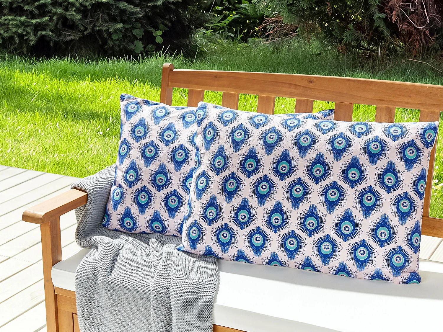 Set van 2 tuinkussens CERIANA Dierenprint 40 x 60 cm Blauw