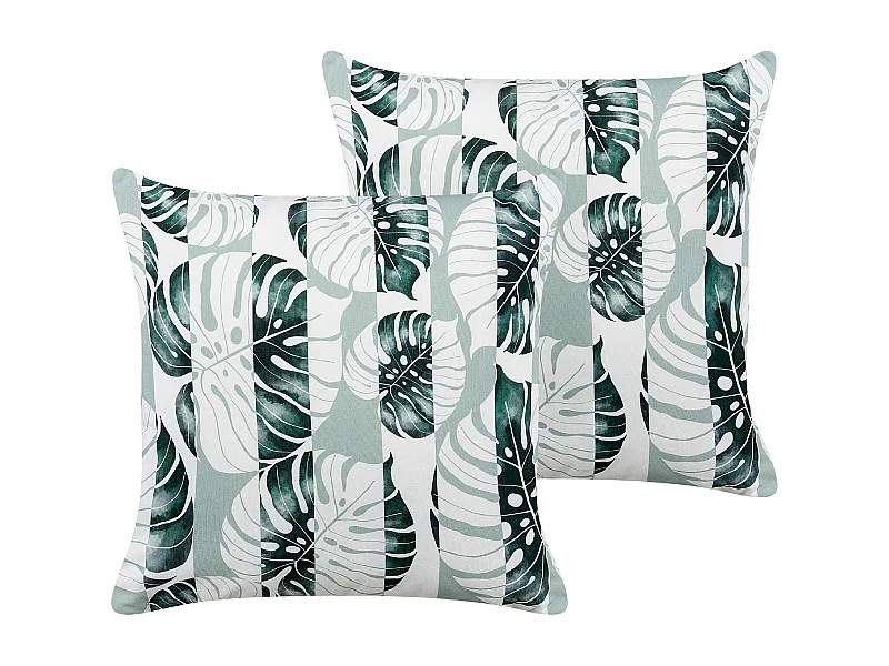 Set di 2 cuscini da esterno TERMINI Trama di piante 45 x 45 cm Verde