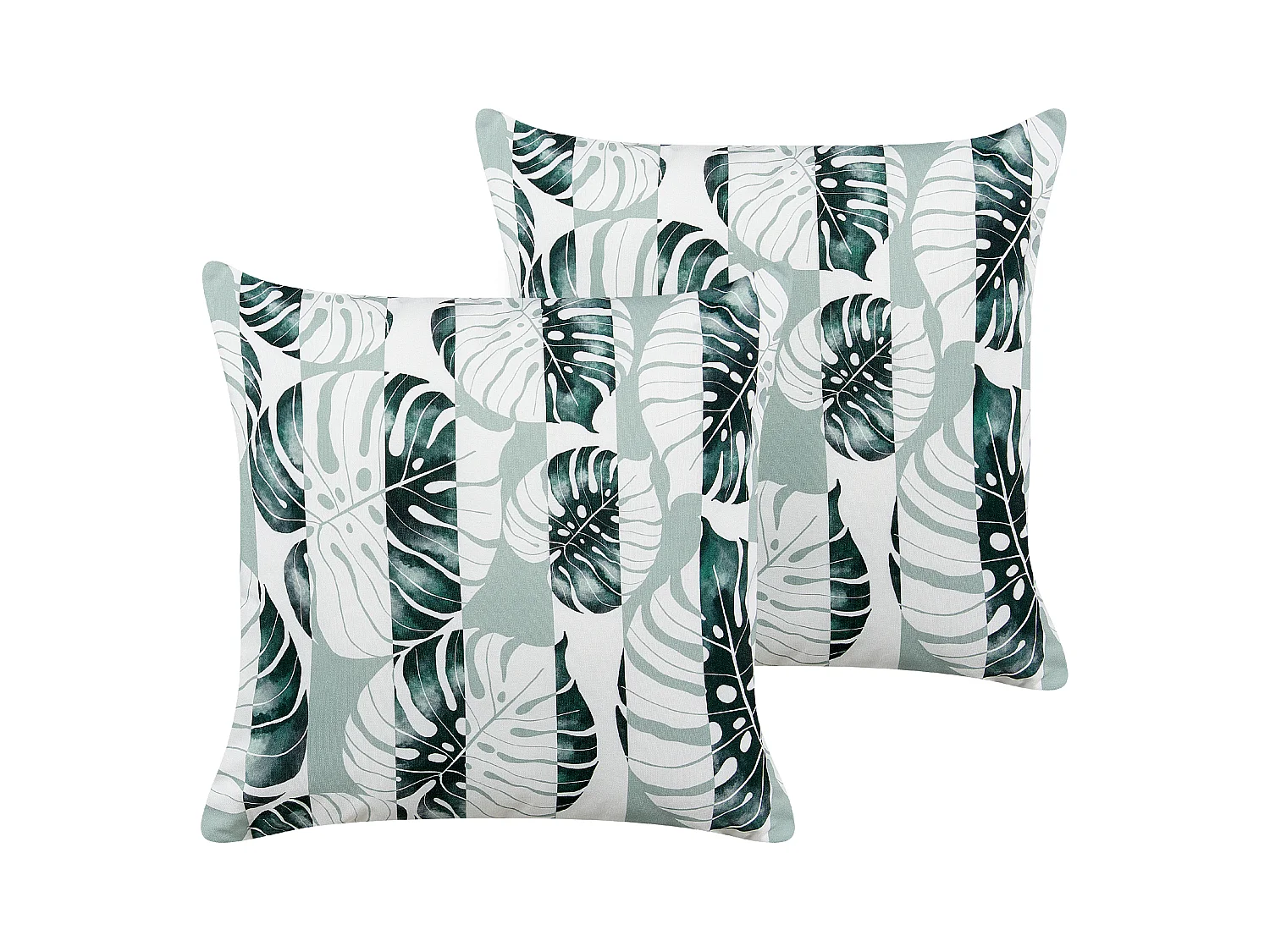 Lot de 2 coussins d'extérieur TERMINI Motif de plante 45 x 45 cm Vert