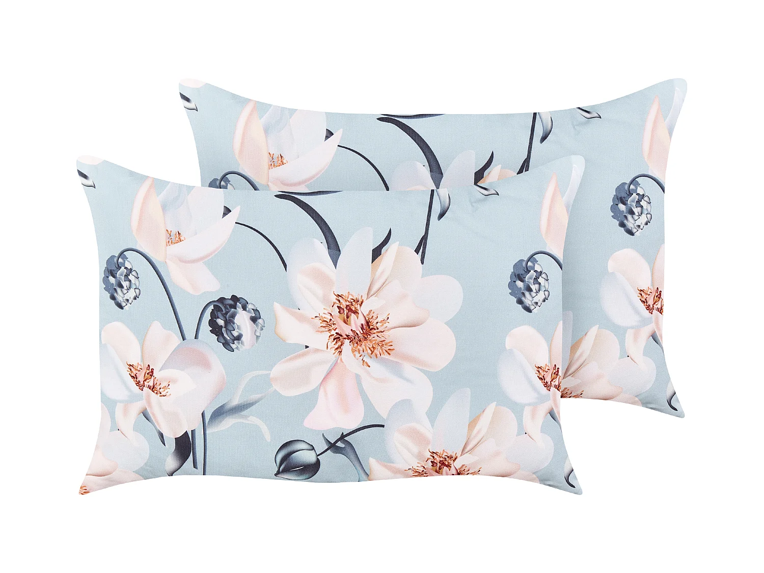Lot de 2 coussins d'extérieur APRICALE Motif floral 40 x 60 cm Bleu