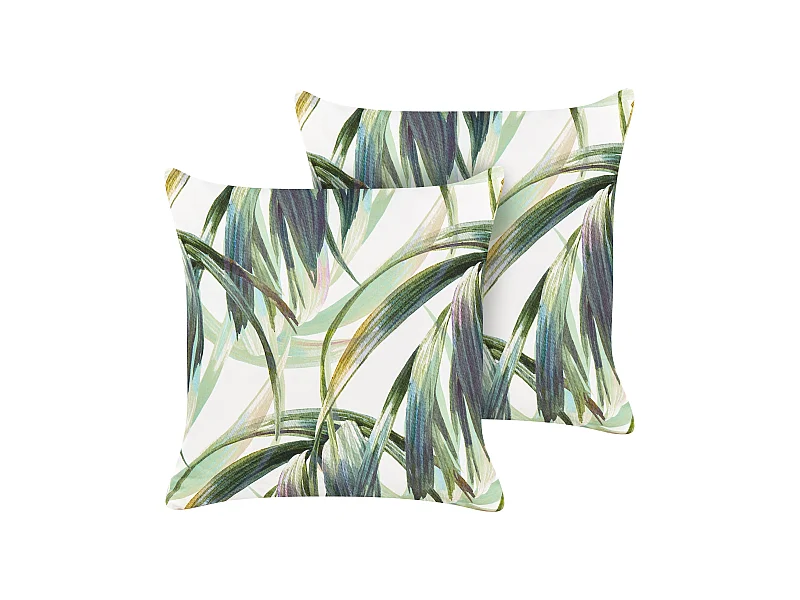 Set di 2 cuscini da esterno CALDERINA Trama di piante 45 x 45 cm Verde