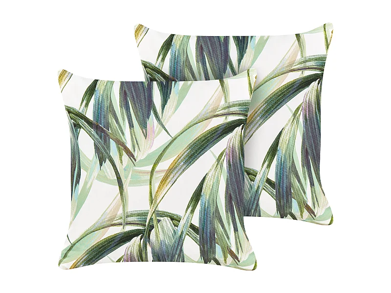 Lot de 2 coussins d'extérieur CALDERINA Motif de plante 45 x 45 cm Vert