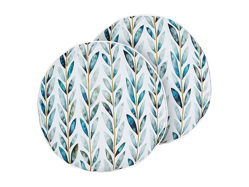 Gartenkissen weiß / grün ⌀ 40 cm 2er Set Blattmotiv Blattmuster Loano