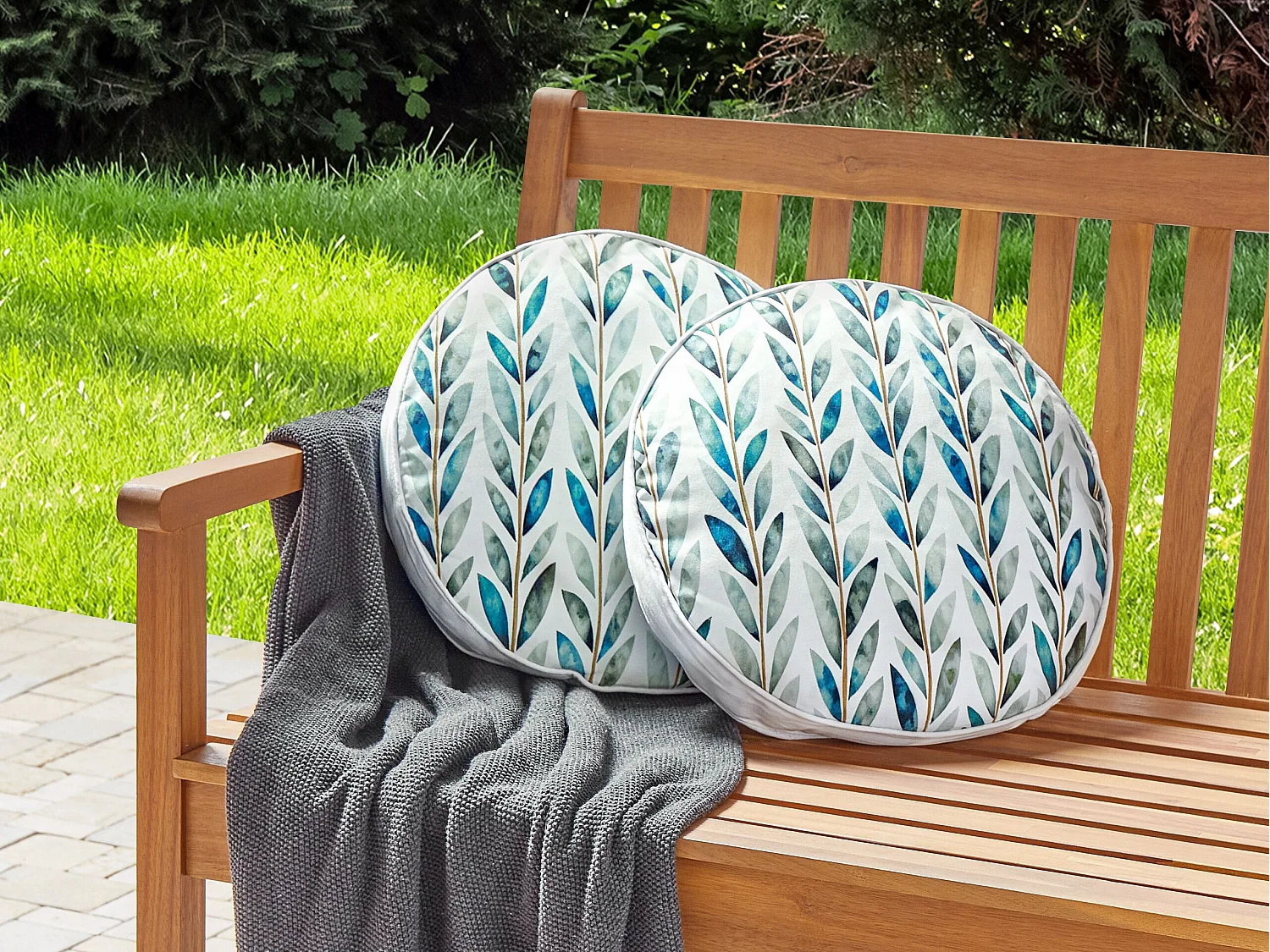 Set di 2 cuscini da esterno LOANO Trama di piante 40 x 40 cm Verde