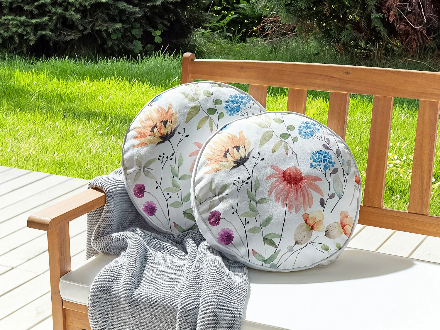 Lot de 2 coussins d'extérieur MONESI Motif floral 40 x 40 cm Multicolore