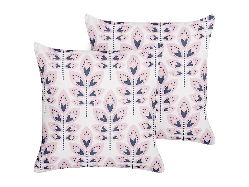 Lot de 2 coussins d'extérieur TORRETTA Motif de plante 45 x 45 cm Blanc cassé