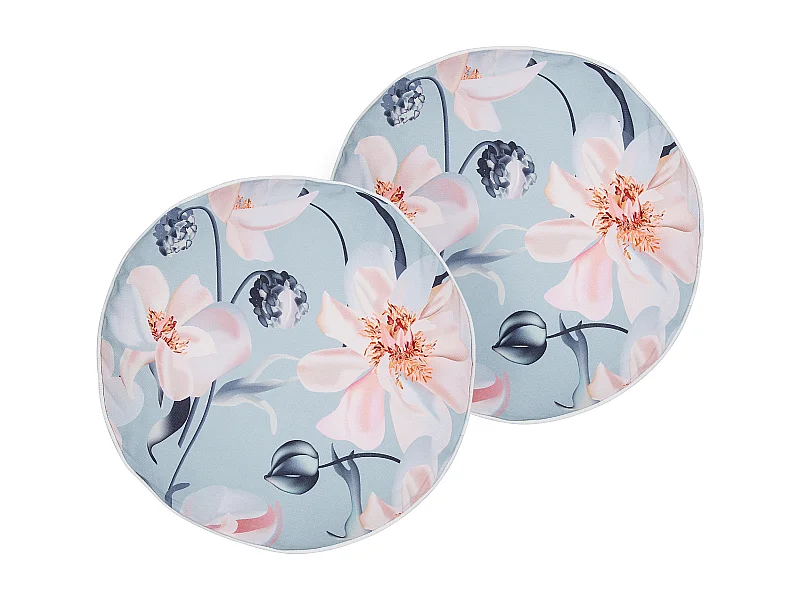 Gartenkissen 2er Set APRICALE Blumenmuster 40 x 40 cm Blau