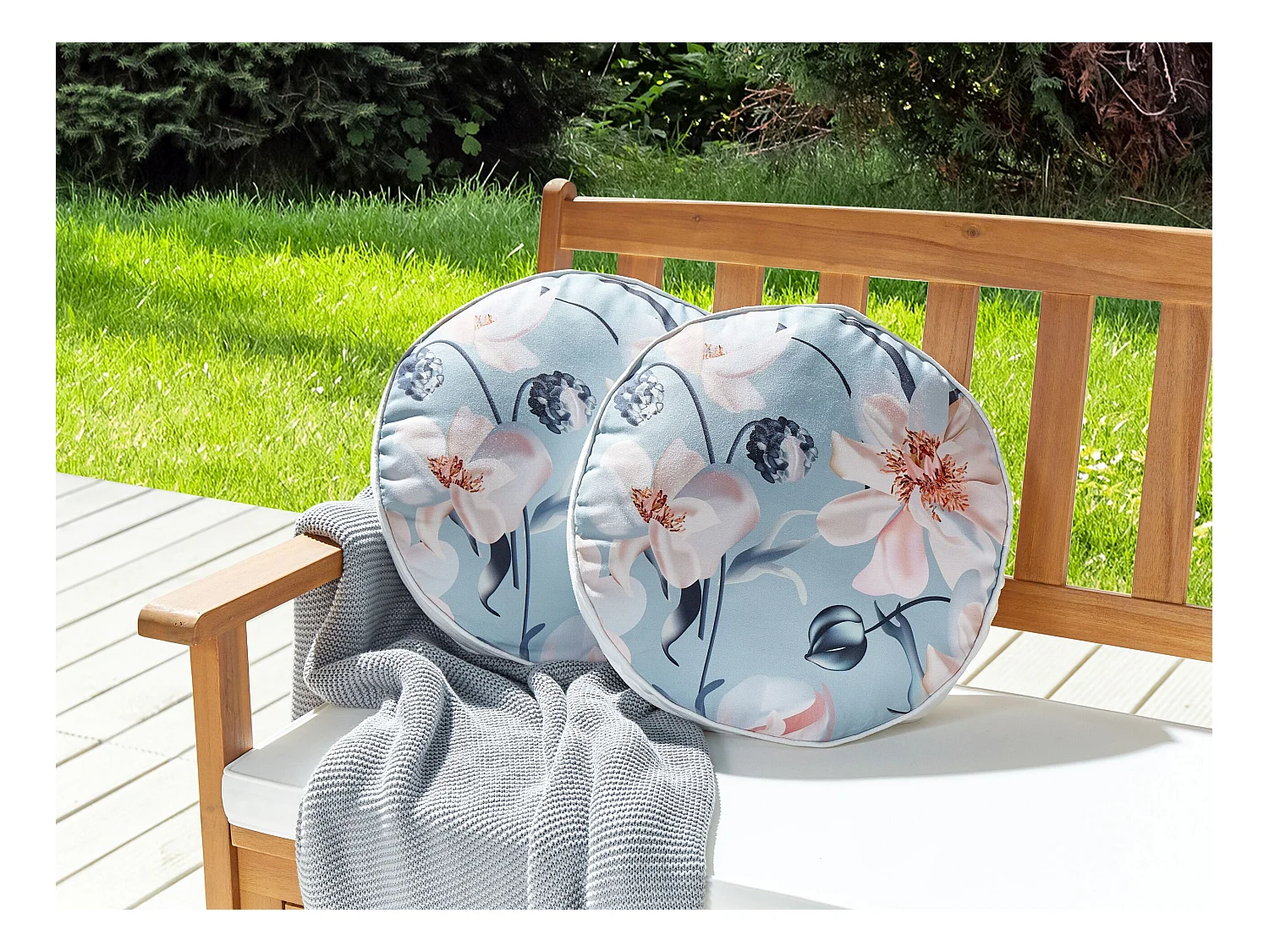 Zestaw 2 poduszek ogrodowych APRICALE Wzór kwiatowy 40 x 40 cm Niebieski