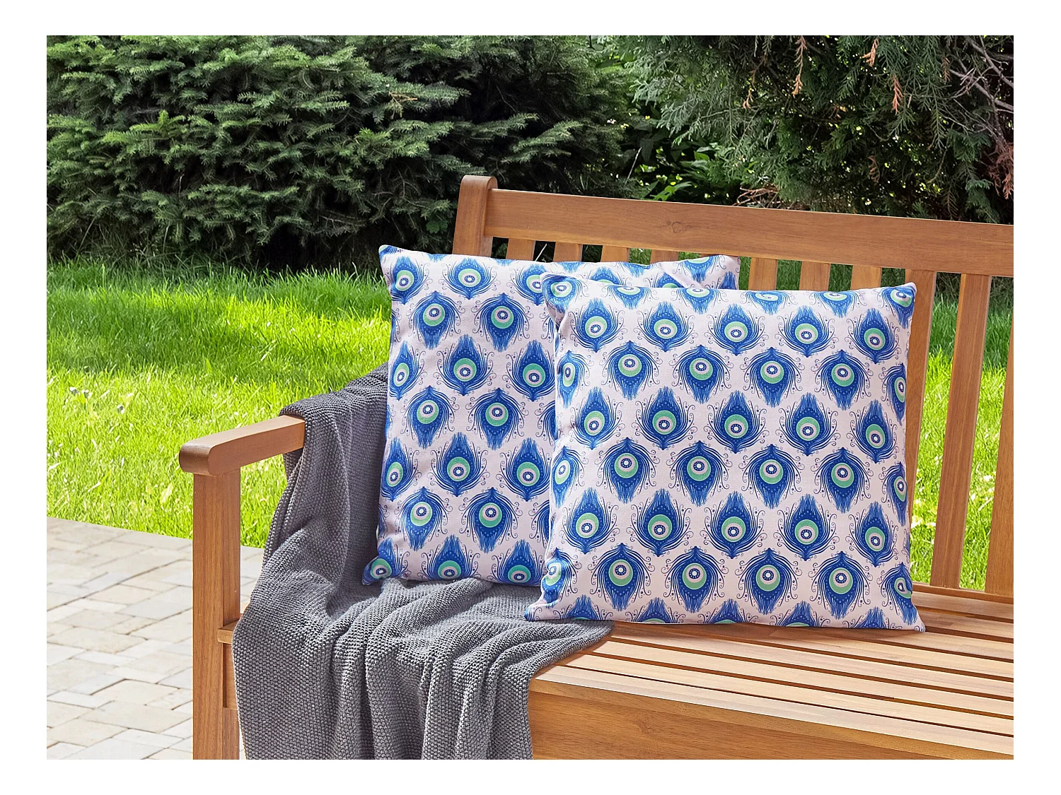 Lot de 2 coussins d'extérieur CERIANA Motif animal 45 x 45 cm Bleu