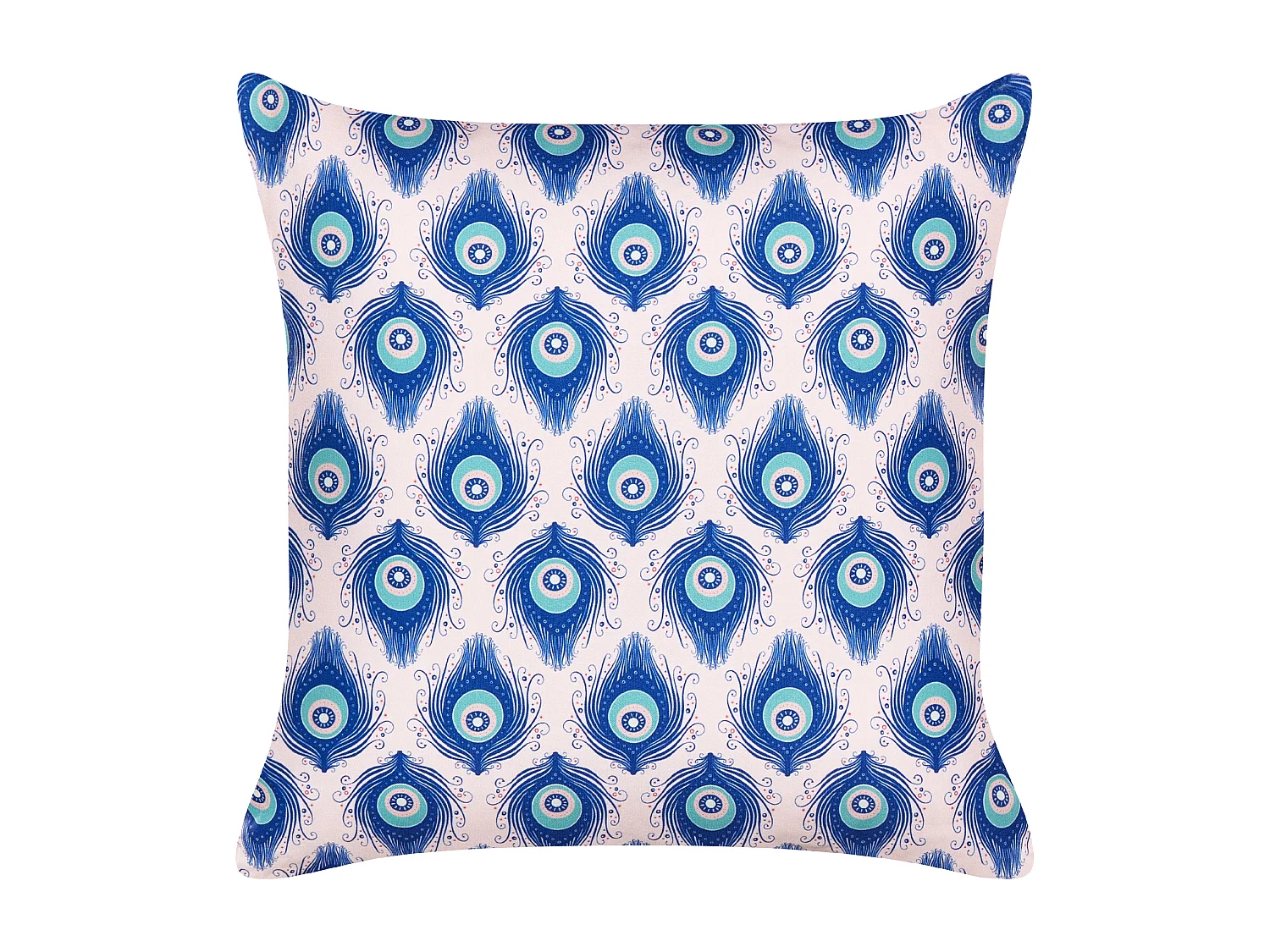 Gartenkissen 2er Set 45 x 45 cm Polyester Pfauenmuster Rechteckig Blau und Rosa Kissen für den Außenbereich Ceriana