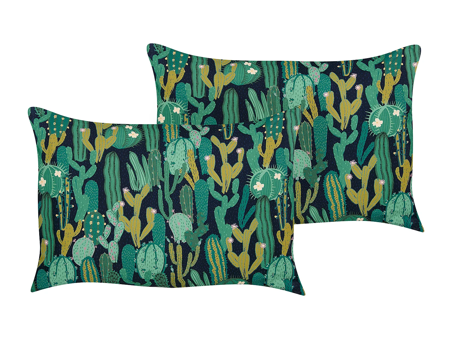 Gartenkissen 2er Set BUSSANA Pflanzenmuster 40 x 60 cm Grün