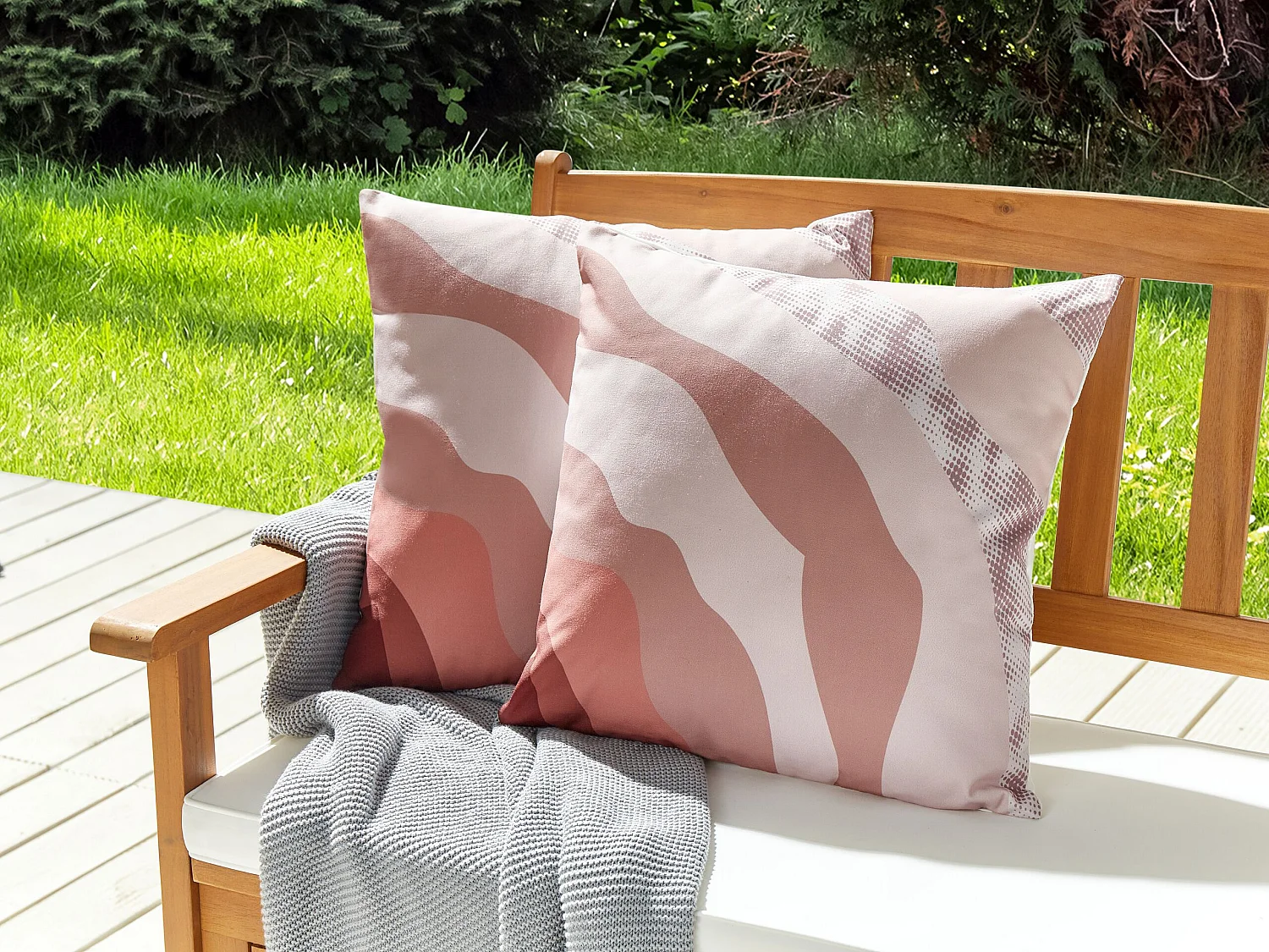 Set di 2 cuscini da esterno CAMPEI Trama astratta 45 x 45 cm Rosa