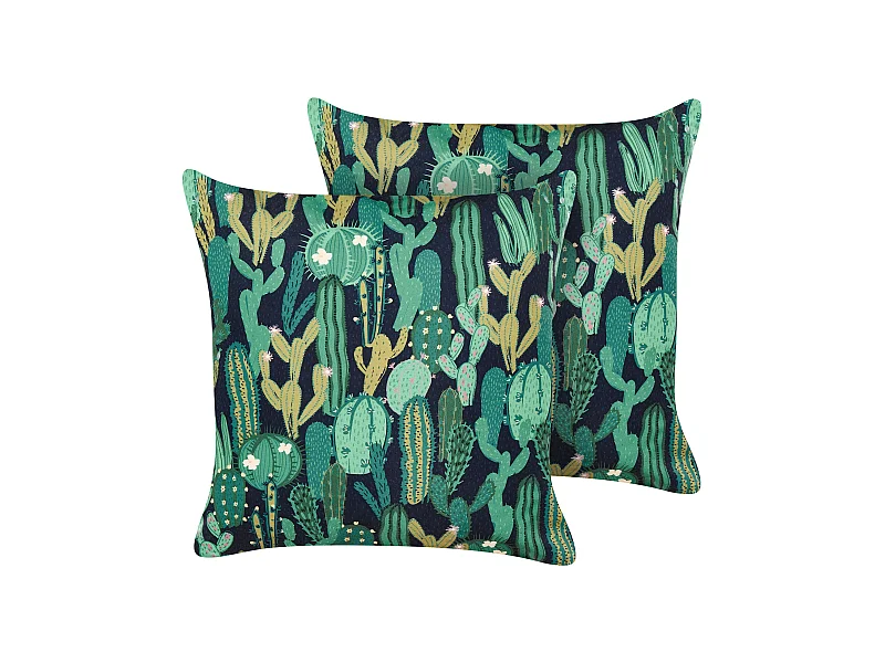 Set di 2 cuscini da esterno BUSSANA Trama di piante 45 x 45 cm Verde