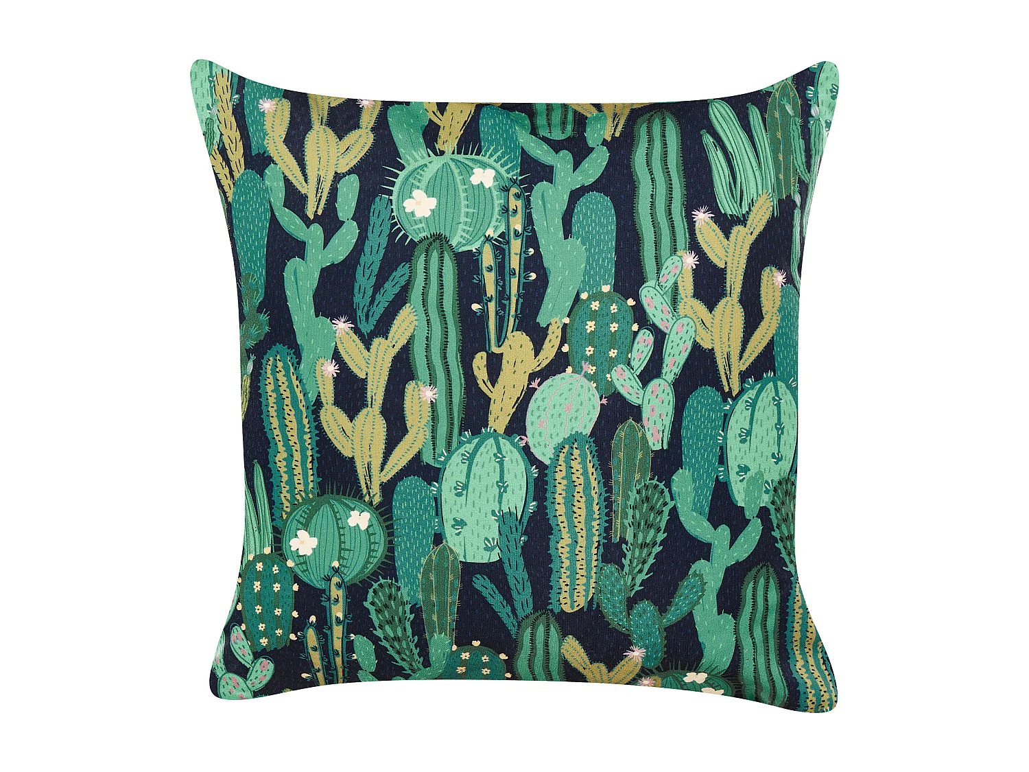 Gartenkissen 2er Set grün quadratisch 45x45 cm Pflanzenmuster Kaktus Bussana