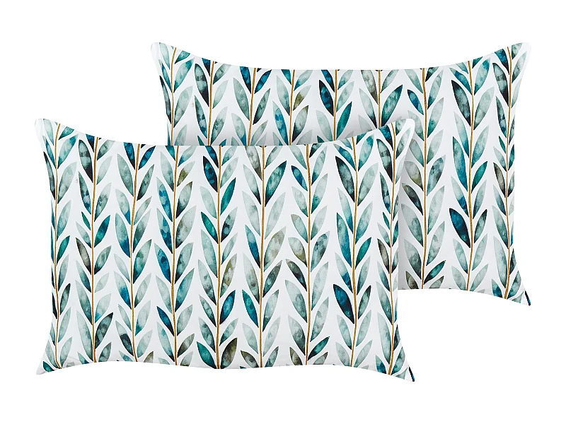 Lot de 2 coussins d\'extérieur LOANO Motif de plante 40 x 60 cm Vert