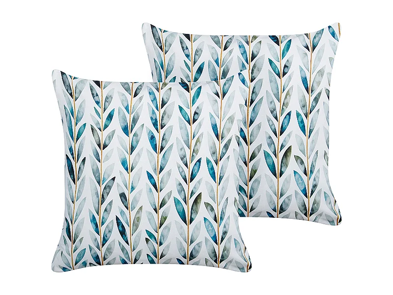 Lot de 2 coussins d\'extérieur LOANO Motif de plante 45 x 45 cm Vert