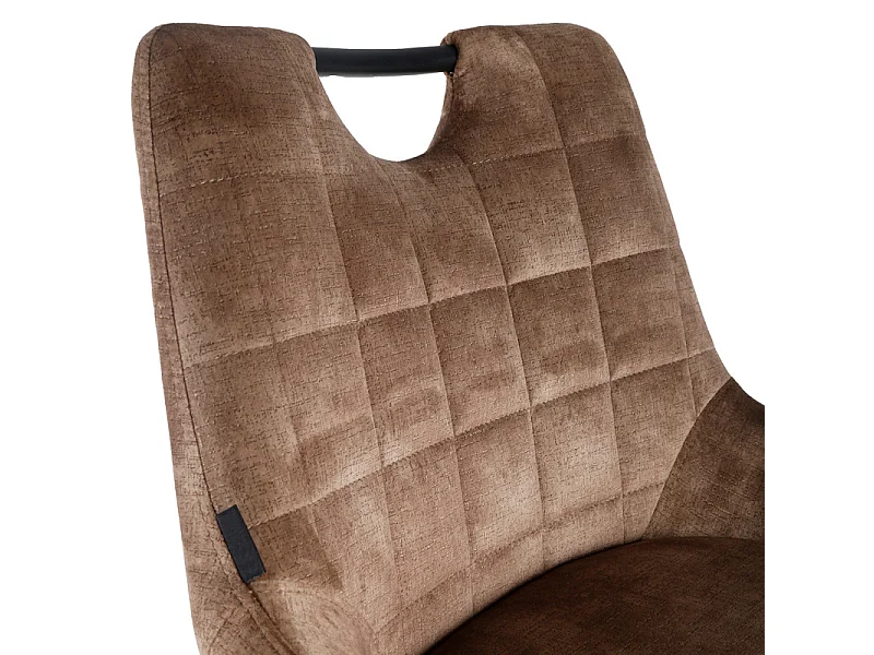 Lot 2 tabourets de bar en velours marron avec pied métal noir - BRANDY