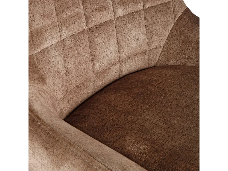 Lot 2 tabourets de bar en velours marron avec pied métal noir - BRANDY