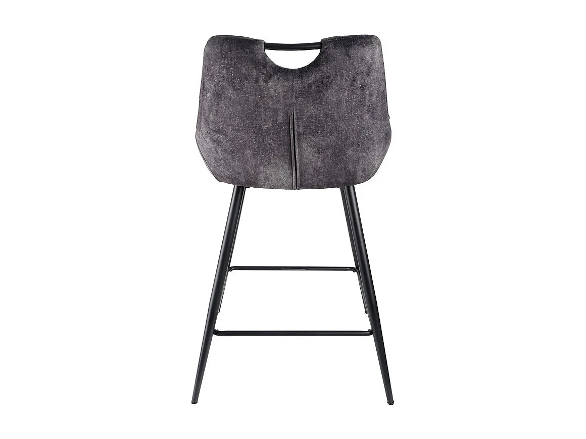 Lot 2 tabourets bar velours gris anthracite pied métal noir - BRANDY