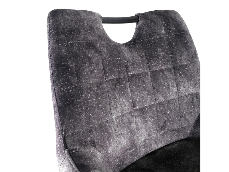 Lot 2 tabourets bar velours gris anthracite pied métal noir - BRANDY