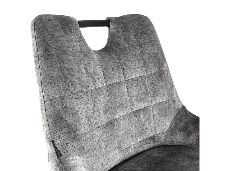 Lot 2 tabourets de bar en velours gris clair pied métal noir - BRANDY