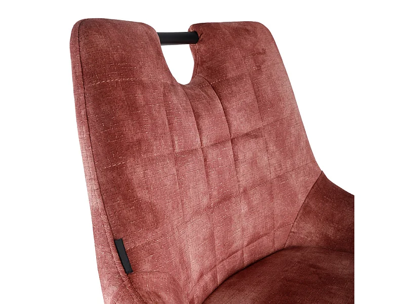 Lot 2 tabourets de bar en velours rose avec pied métal noir - BRANDY