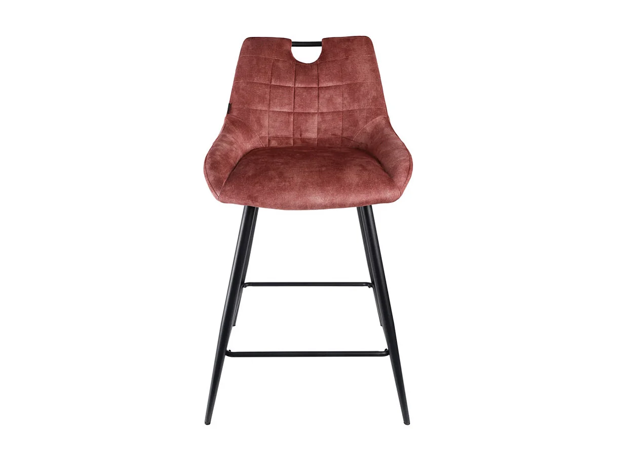 Lot 2 tabourets de bar en velours rose avec pied métal noir - BRANDY