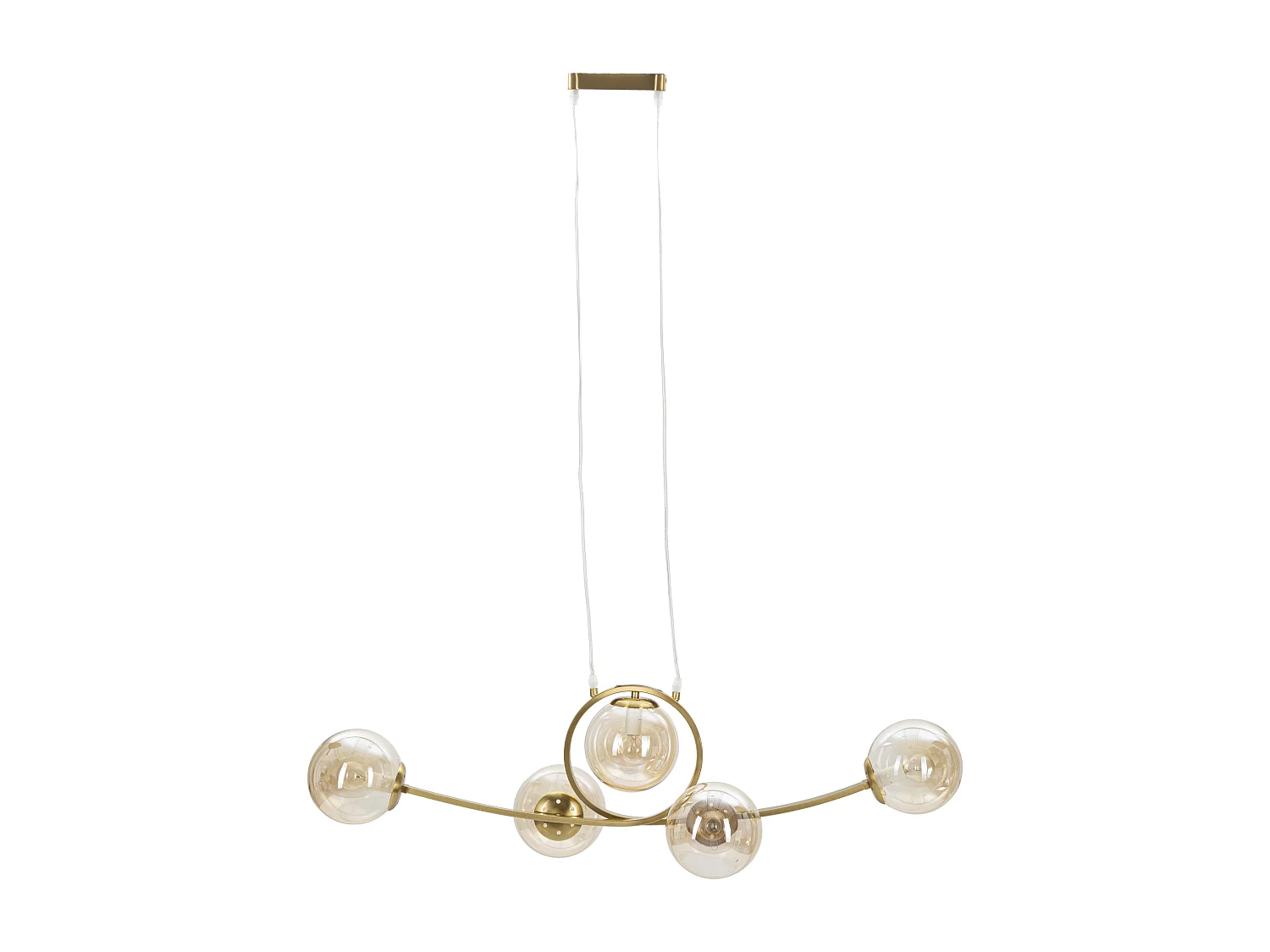 Lampe Suspension 5 Sphères "Japan" 100cm Or