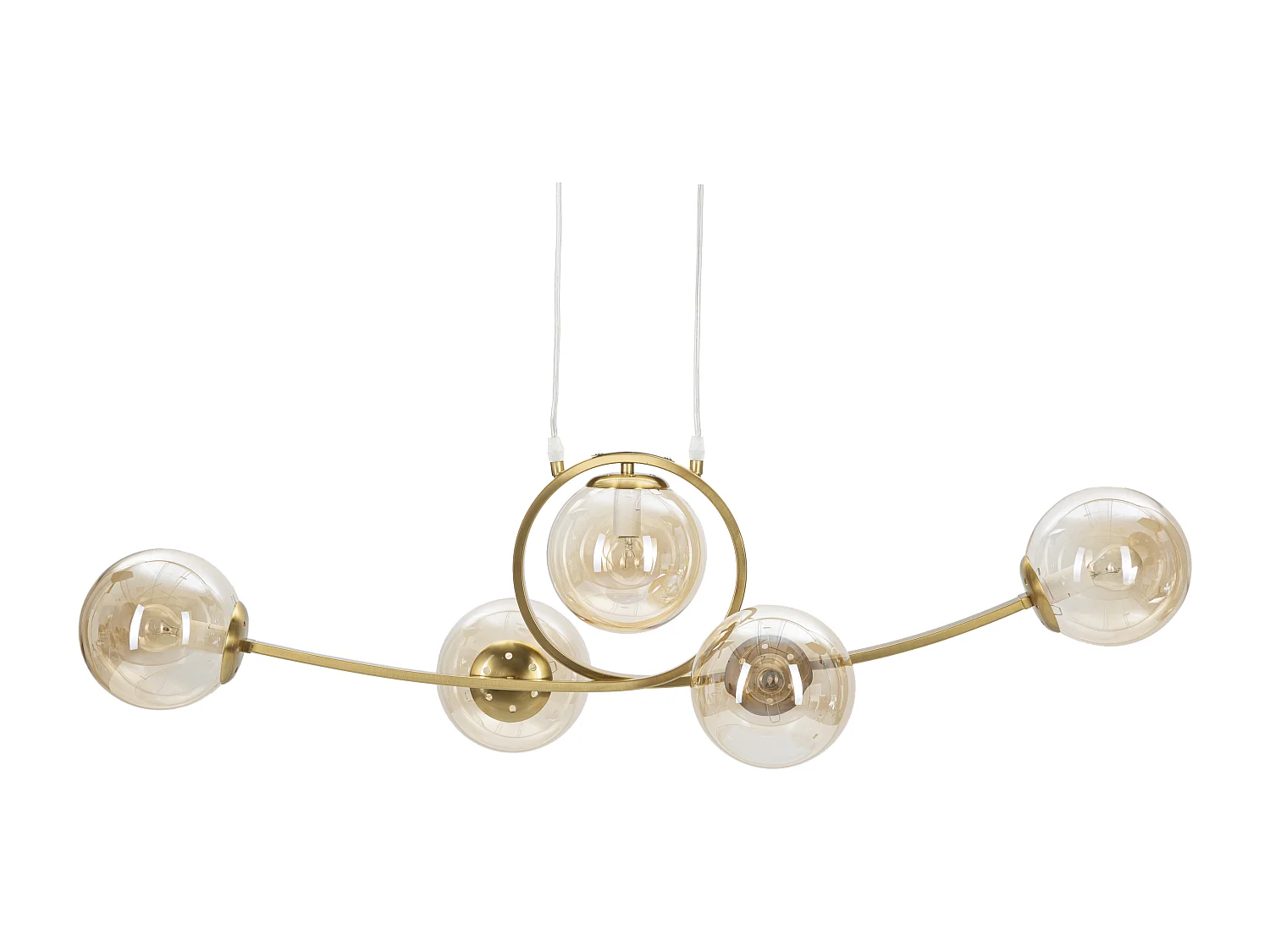 Lampe Suspension 5 Sphères "Japan" 100cm Or