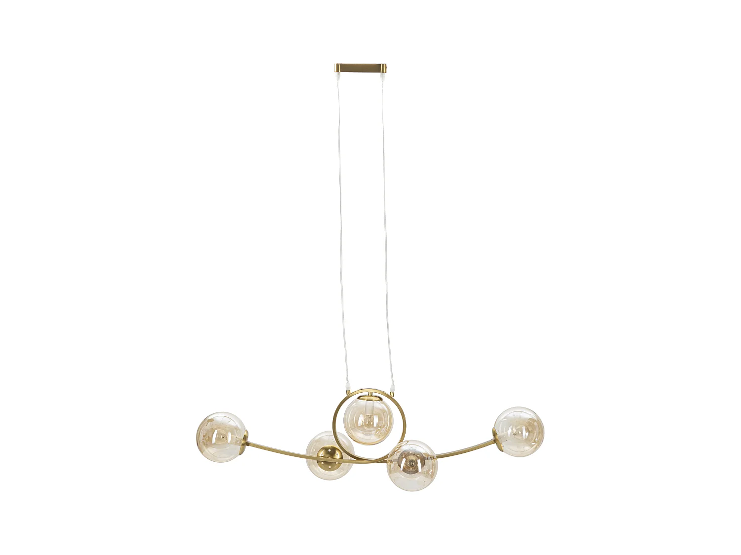 Lampe Suspension 5 Sphères "Japan" 100cm Or