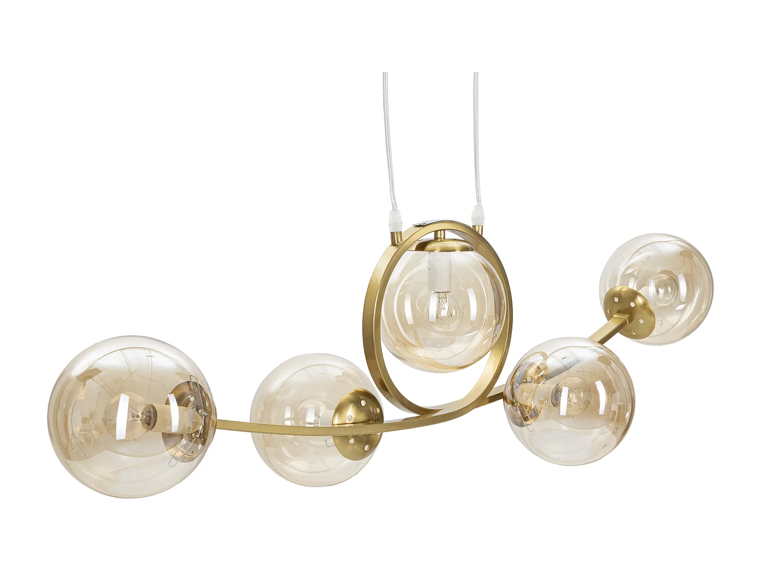 Lampe Suspension 5 Sphères "Japan" 100cm Or