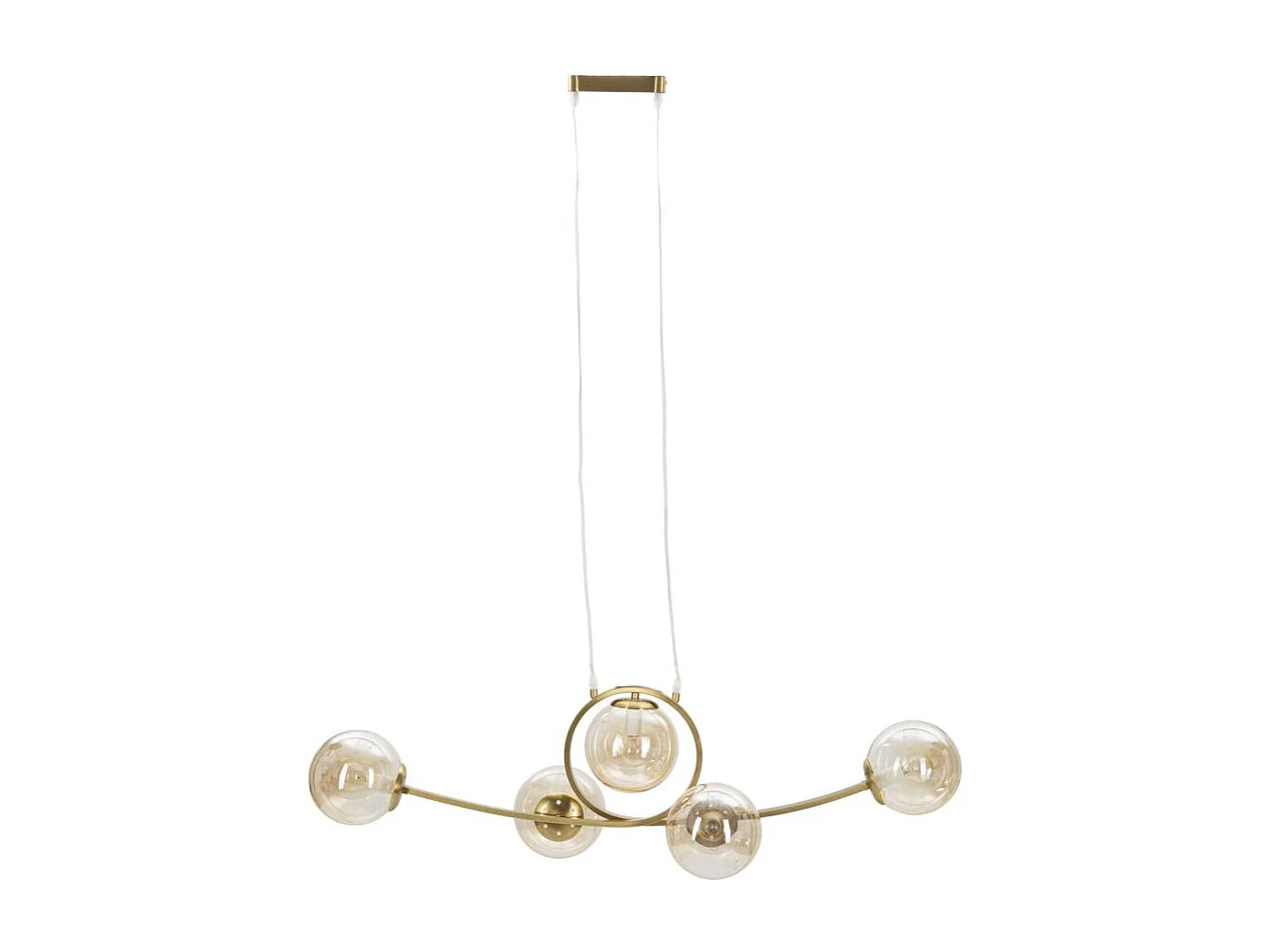 Lampe Suspension 5 Sphères "Japan" 100cm Or